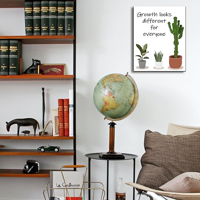 Ploceiny Inspirational wall decor for office,Growth Looks Different for Everyone Plant Motivational wall art for Home decor, Motivational posters for classroom decor A-381
