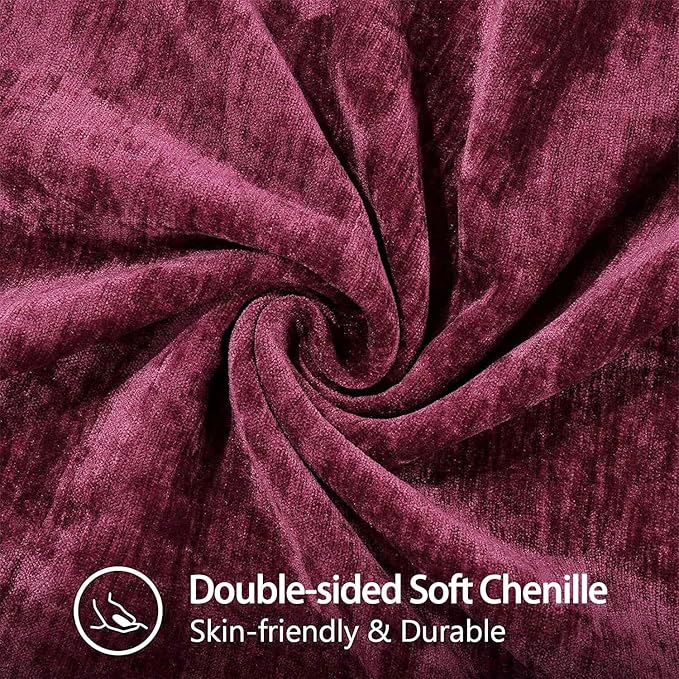 decorUhome Christmas Chenille Soft Throw Pillow Covers 16x16 Set of 2, Farmhouse Velvet Neutral Decorative Euro Pillow Covers with Stitched Edge for Couch Sofa Bed Home Decor, Rhododendron