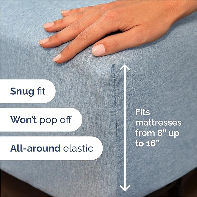 Split King Size 5 Piece Sheet Set - Comfy Breathable & Cooling Bed Sheets Set - Hotel Luxury Bedding for Women, Men, Kids, Teens, Boys & Girls - Deep Pockets & Wrinkle Free - Blue (Heathered Sheets)