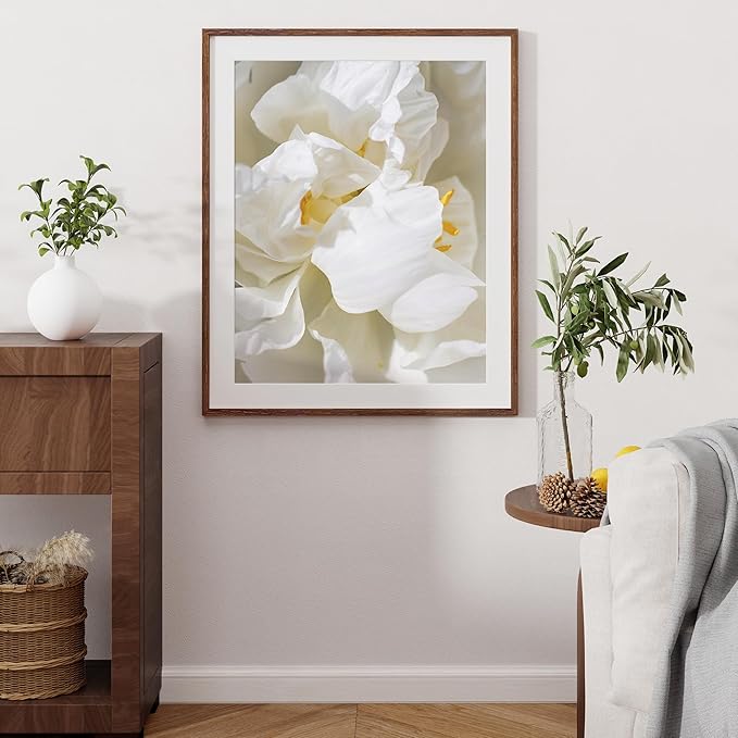 Oak Wood Frame 26x32 with Tempered Real Glass and Mat for 22x28 (Walnut Color, 1 Pack)