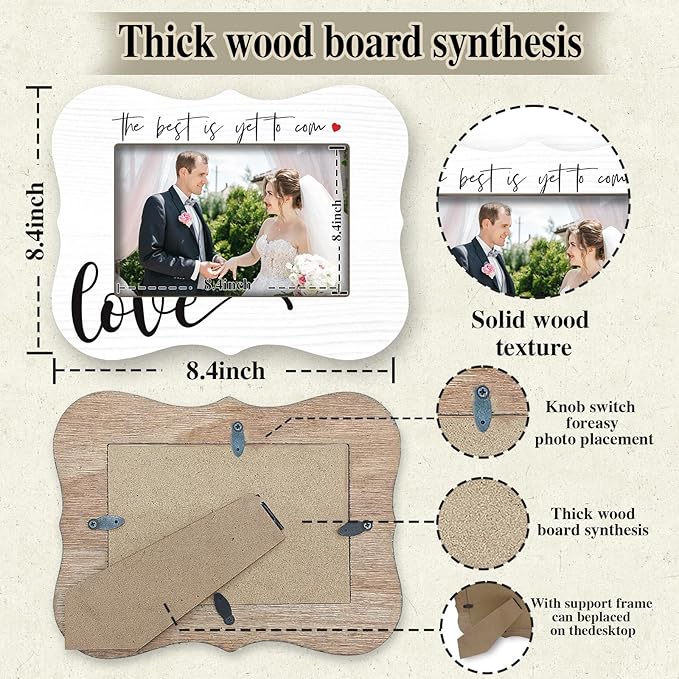 2025 Engagement Wedding Photo Frames - The Best Is Yet To Com Love - Rustic Style Couple Frames, Wedding Gifts For Newlyweds, Newly Married Bedroom Desktop & Bedside Decoration Accessories - A07