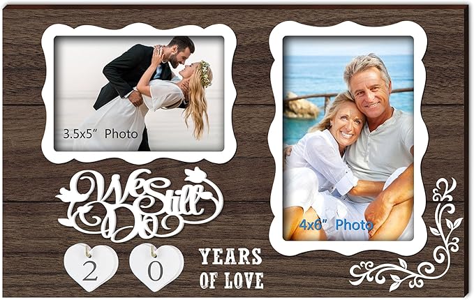 We Still Do Double Picture Frame Holds 4X6 Inches and 3.5X5 Inches,1-99 Years of Love Anniversary Wedding Marriage Blessing Gifts for Couples