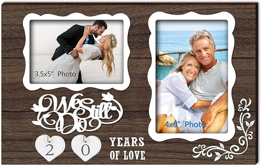 We Still Do Double Picture Frame Holds 4X6 Inches and 3.5X5 Inches,1-99 Years of Love Anniversary Wedding Marriage Blessing Gifts for Couples