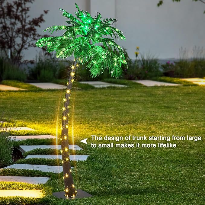 Lightshare 7 Feet Palm Tree 96LED Lights Artificial Fake Tree Decoration for Tiki Bar Outside Patio Porch Pool Christmas Nativity