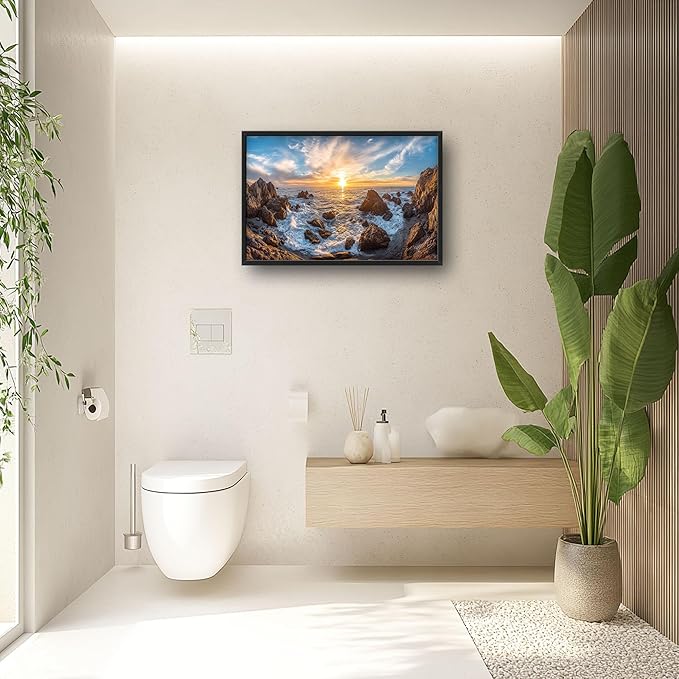 Coastal Large Wall Art for Living Room, Ocean Sunrise Oversized Wall Decor Pictures, Coast Seascape Framed Canvas Print Painting, Modern Artwork for Bedroom Office Home Decor 36"x24"