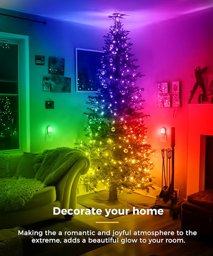 LOHAS Night Light for Kids [2 Pack], 8-Color Changing Night Lights Plug into Wall, RGB LED Nightlights, Nightlight with Light Sensor, Cute Night Light for Bathroom Decor, Children Room, Kids Gift