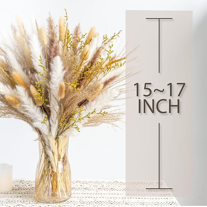 Boho Decor Bouquet - Pampas Grass and Reed Grass Decor kit Mix Dried Flower Arrangement Home Table Rustic Farmhouse Bedroom Decor