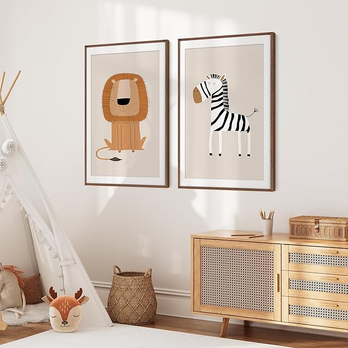 27x40 Picture Frame, Solid Oak Wood 27x40 Poster Frame for Wall, 27 x 40 Frame with Tempered Real Glass, 27x40 Frame with Mat for 24x36, Rustic Wooden 27x40 Art Frame, Walnut Color