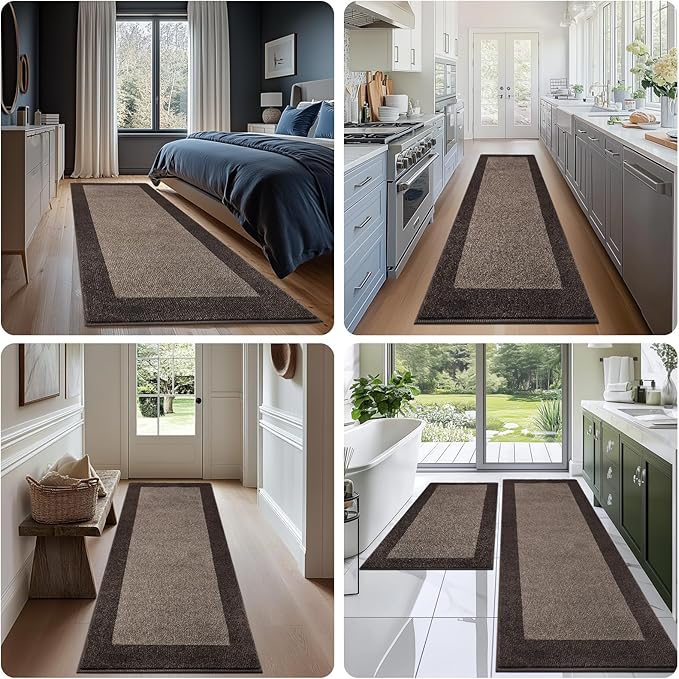 Machine Washable Kitchen Rug 32" x 84", Non Slip Kitchen Mat for Floor, Absorbent Entrance Runner Rug for Bedroom, Hallway, Bathroom, Door (Roll Packing)