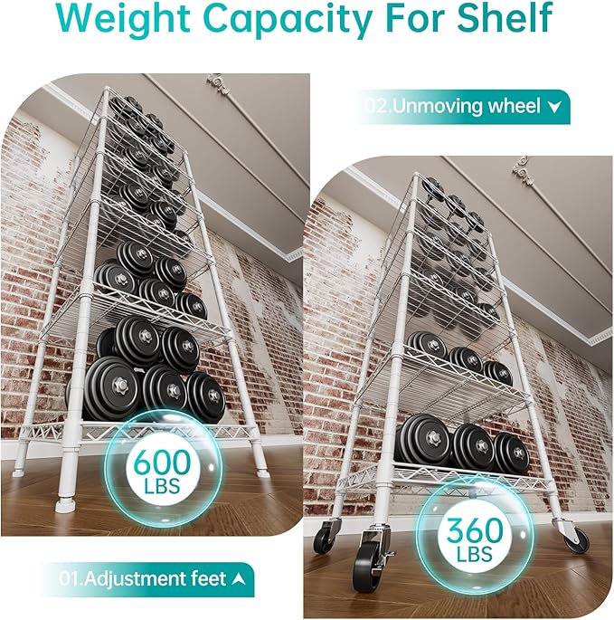 SINGAYE 6 Small Wire Shelves Kitchen Pantry Close Home Organizers and Storage Bathroom Shelf Laundry Room Organization Adjustable Book Metal Garage Shelving Unit