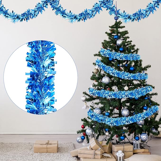 Dingion 59 Feet Christmas Tinsel Garland Metallic Twist Ornaments Hanging Glitter Xmas Garland for Christmas Tree Indoor Outdoor Decoration Party Supplies