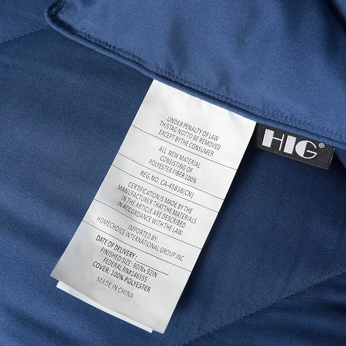 HIG 3pc Navy Queen Size Comforter Set-All Season Reversible Down Alternative Comforter with Two Shams -Quilted Duvet Insert with Corner Tabs - Diamond Stitched Blanket - Breathable, Soft, Fluffy