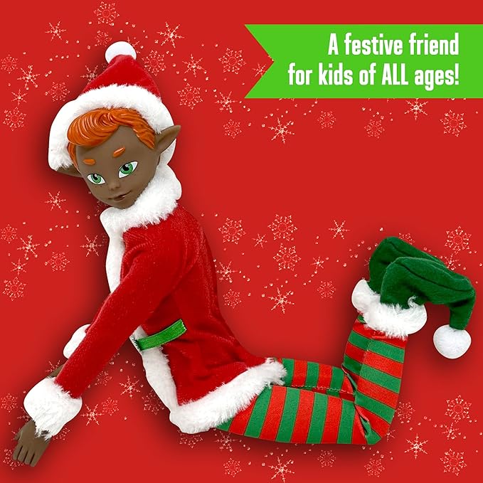 The Original Elf Christmas Dolls, 12" Christmas Elf Doll, Toy Elf for Kids or Décor, Mini Toy Elf Dolls for Christmas, Christmas Elf Decorations, Poseable Little Elf Shelf Sitters with Dangling Legs