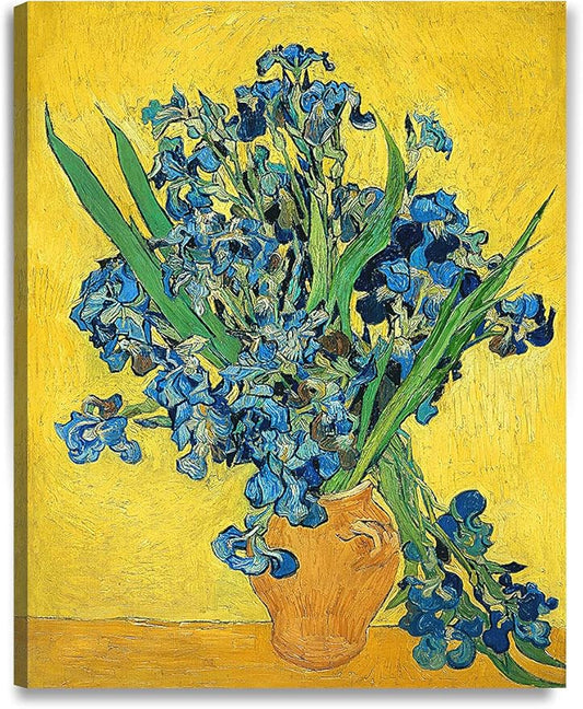 DECORARTS - Irises Vase Flower. Vincent Van Gogh Art Reproduction. Giclee Print on Canvas. Wall Art for Home. 40x32