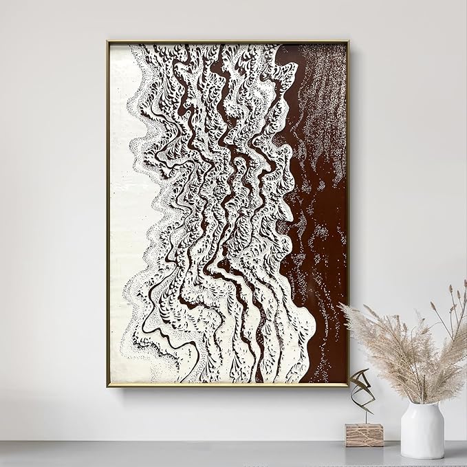 BrightA Canvas Wall Art for Bathroom and Office Handmade Oil Painting Wall Decor with Framed Design Modern Large Wall Canvas Art 27.6"x39.3"