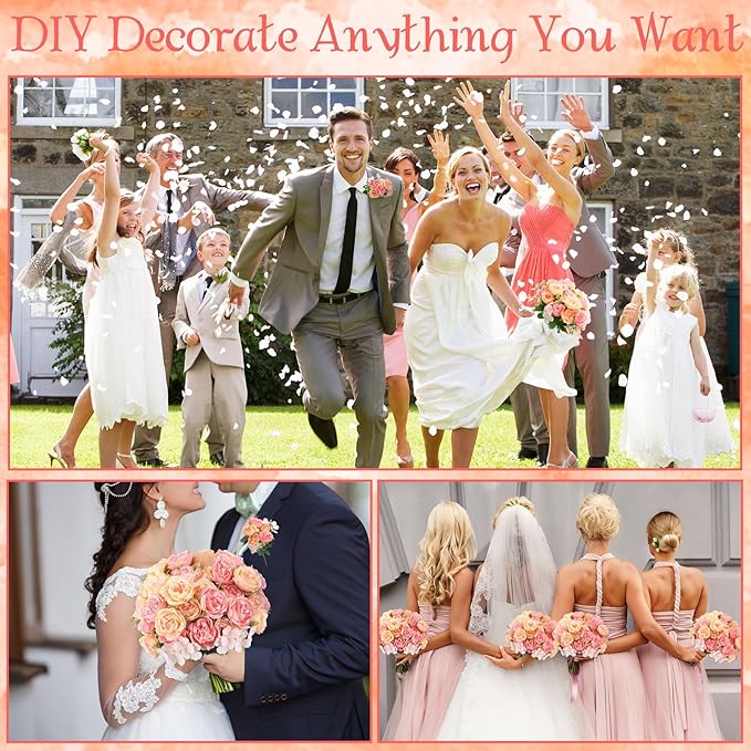 Geosar 8 Bundles Artificial Peonies Flowers Fake Silk Peony Bouquet Faux Peonies Flowers Bulk for Decoration Vase Florals Arrangements Wedding Party Table (Pink,Yellow)