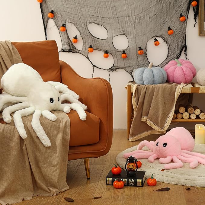 YRXRUS Pumpkin Pillows, Halloween Pumpkin Throw Pillows, Pink Shaped Pillow for Fall Room Decor Gifts, Teddy Fleece Cute 6x12 Inches Halloween Pillow, Accent Fall Pillows