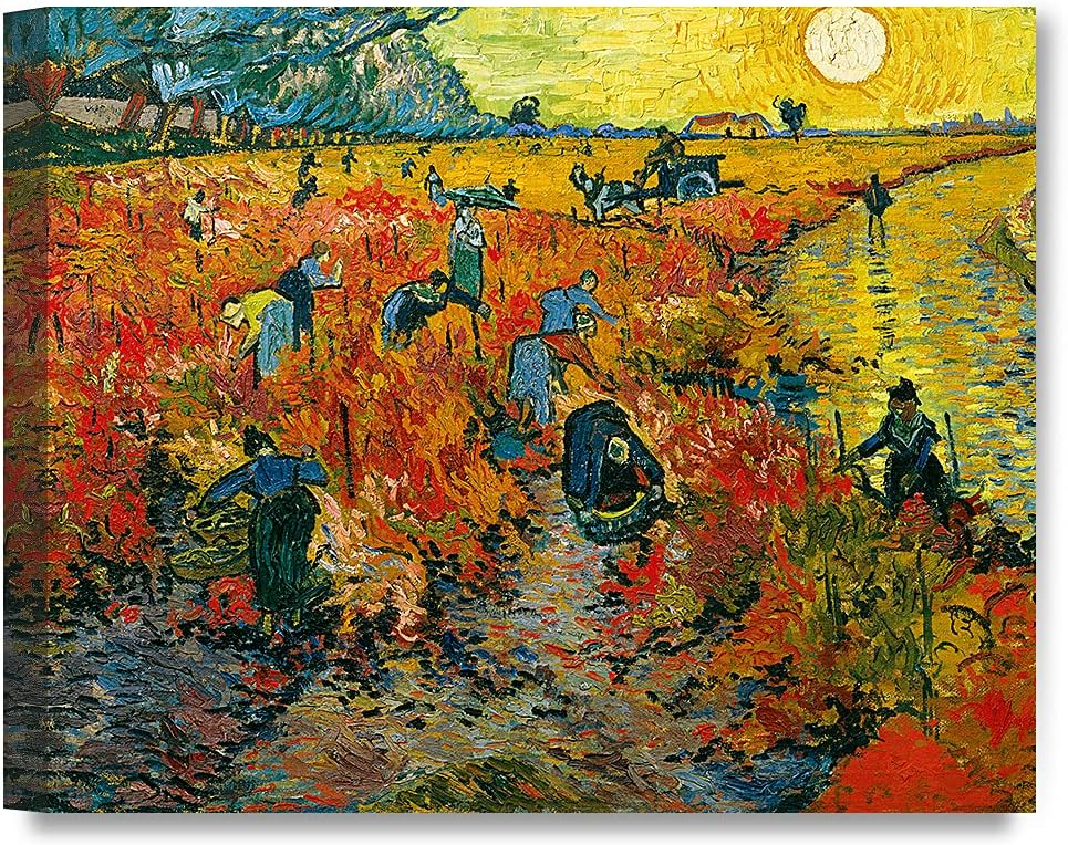DECORARTS - The Red Vineyards, Vincent Van Gogh Art Reproduction. Giclee Canvas Prints Wall Art for Home Decor 30x24