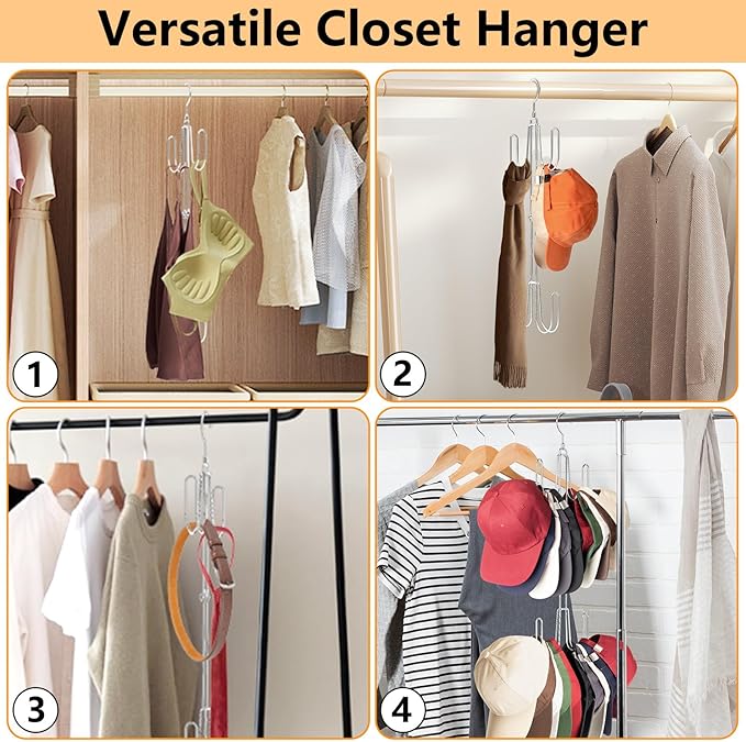 Hat Hangers for Closet, 1 Pack Stainless Steel Hat Organizer, Hat Racks for Baseball Caps, Cap Organizer for Baseball Caps, Silvery