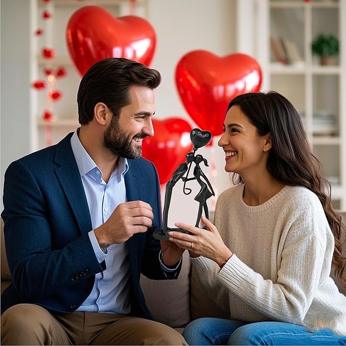 Kissing Couple Small Statue Cast Iron Sculpture Decor, Wedding Anniversary Romantic Gifts for Couple Women Men Wife Husband Girlfriend Boyfriend Birthday Gifts