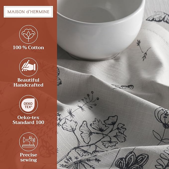 Maison d' Hermine Cloth Napkins Set of 4 100% Cotton Everyday Reusable Square Napkins Cloth Washable, Dinner, Party, Wedding, Restaurant, Spring/Summer (Flore, 20" x 20")