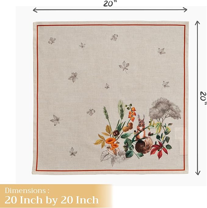 Maison d' Hermine Cloth Napkins Set of 4 100% Cotton Everyday Reusable Square Napkins Cloth Washable, Dinner, Party, Wedding, Restaurant (Recolte, 20" x 20")