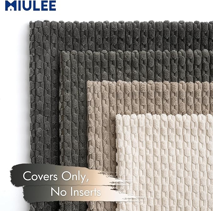 MIULEE Throw Pillow Covers Soft Couch Decorative Set of 4 Boho Striped Neutral Cushion Covers Corduroy Pillowcases Mid Century Farmhouse Home Decor for Couch Bed Sofa Living Room 18x18 Inch Grey