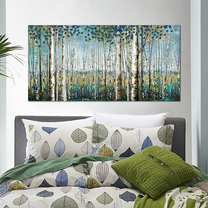 Large Wall Art for Living Room Landscape Birch Tree Wall Art Nature Canvas Wall Decor Wall Pictures for Bedroom Forest Painting Artwork for Bedroom Dining Room Wall Art Farmhouse Wall Decor 29×58IN