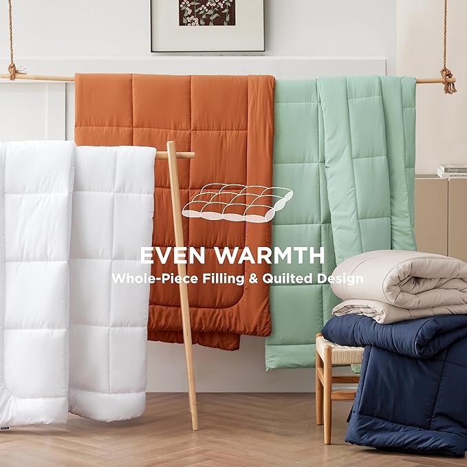 Bedsure Comforter Duvet Insert - Quilted Comforters Queen Size, All Season Duvet, GentleSoft Down Alternative Bedding, with 8 Tabs, Gifts for Women/Men, Linen, Queen 88 x 88 Inches