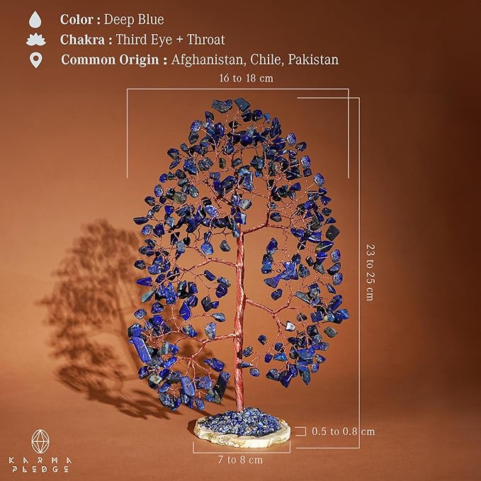Crystal Trees for Home and Office Decoration, Lapis Lazuli Chakra Healing Crystals Feng Shui Handmade Trees for Positive Energy, Money, Good Luck, Christmas Decor, Birthday Gifts for Women, Mom