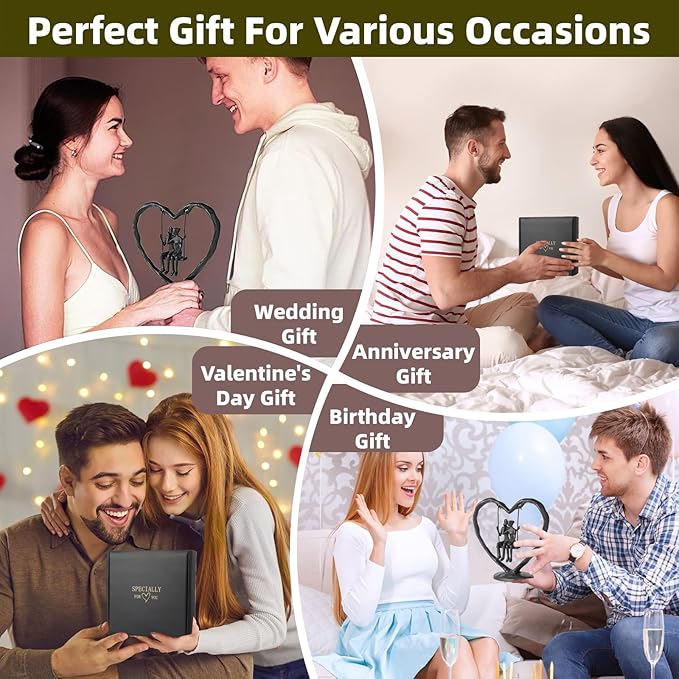 Iron Anniversary Wedding Gift for Her Wife Him and Couple,Iron Heart Statue Decoration Gifts,Heart Sculpture,Heart Figurine，Couple Figurine Statue,Valentine's Day Birthday Gifts