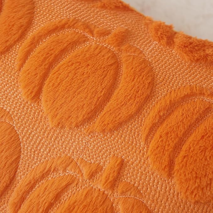 GEEORY Fall Pumpkins Soft Plush Pillow Covers, 12 x 20 Inch Set of 2, Fluffy Faux Fur Wool Decorative Farmhouse Cushion Case for Sofa Home Decoration Orange Pumpkin GC021-12