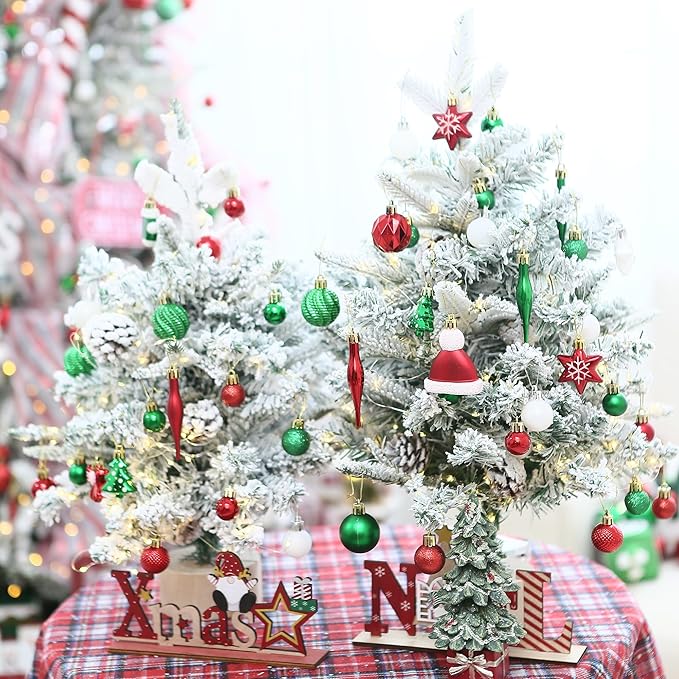 Sea Team 64-Pack Shatterproof Plastic Christmas Ball Ornaments Set, Colorful Christmas Baubles, Hanging Decorations for Xmas Tree, Wreath, Garland, (40mm/1.57 Inches, Elf)