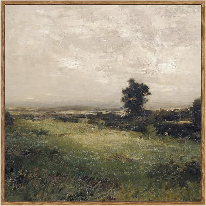 InSimSea Square Framed Canvas Wall Art, Landscape Room Decor Classical Scenery Vast Valley Grassland Oil Paintings Canvas Art Wall Decor, Home Decor for Living Room, Bedroom, Office 12"x12"