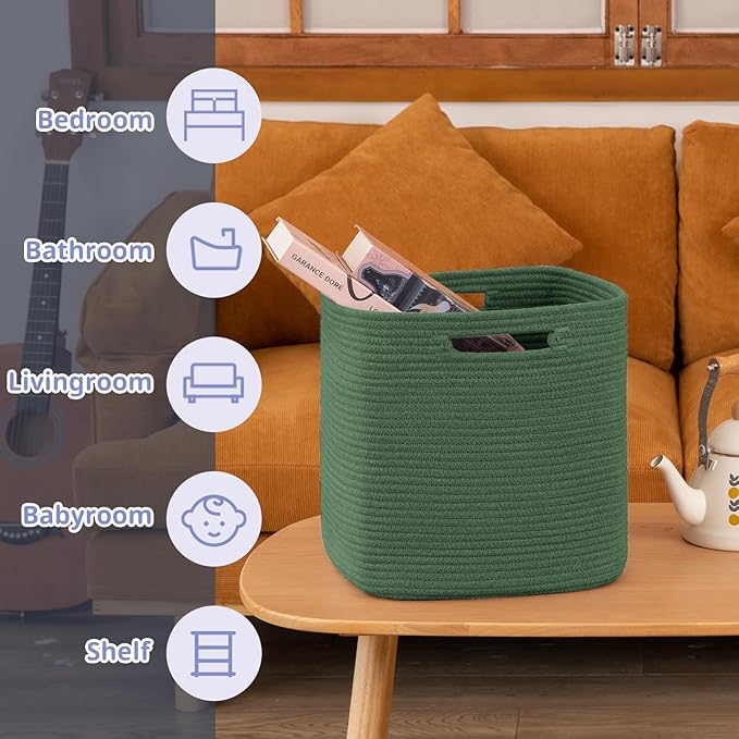 OIAHOMY Storage Cubes, 13 Inch Cube Storage Organizer, Collapsible Storage Bins, Baskets for Organizing, Storage Bins for Shelves-Green, 2-PACK