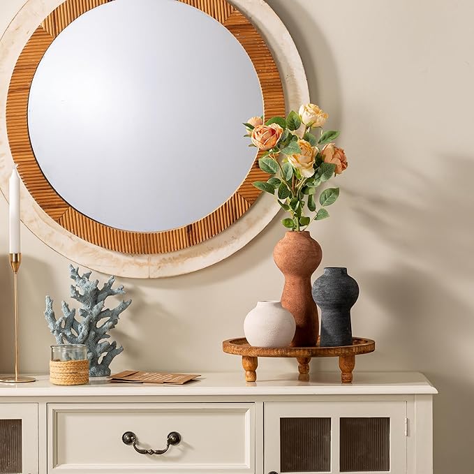 Ceramic Vase Home Table Decor - Flower Vase Set of 3 Living Room Kitchen Decorations Farmhouse Modern Rustic Vases Decorative Centerpiece for Shelf Bedroom Office Bathroom Dining Coffee Desk