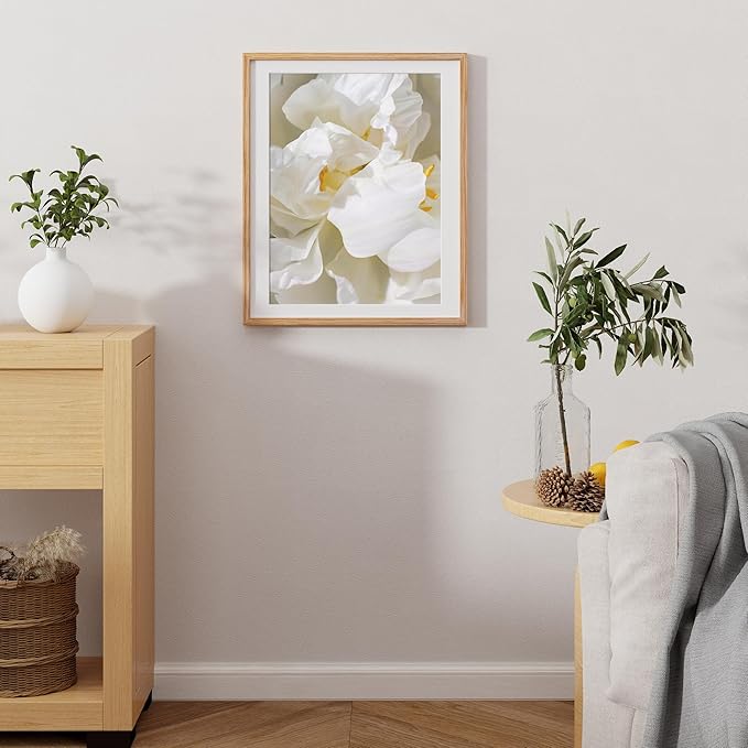 18x22 Picture Frame, Solid Oak Wood for Wall, Poster Frame With Real Glass, Matted for 15x20, Home Decor (Natural Oak Color, 1 Pack)