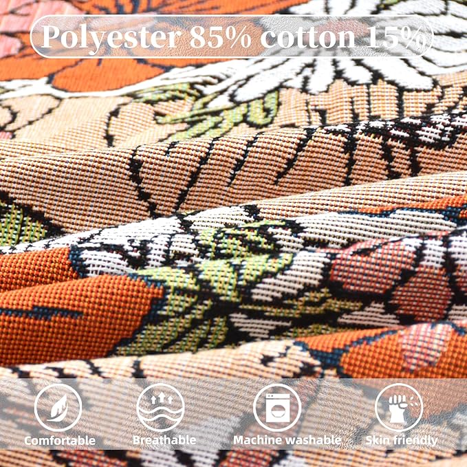 Boho Throw Blanket Reversible Cotton Bohemian Tapestry Hippie Room Decor Outdoor Blanket Double Sided (Boho Flower 50"x60")