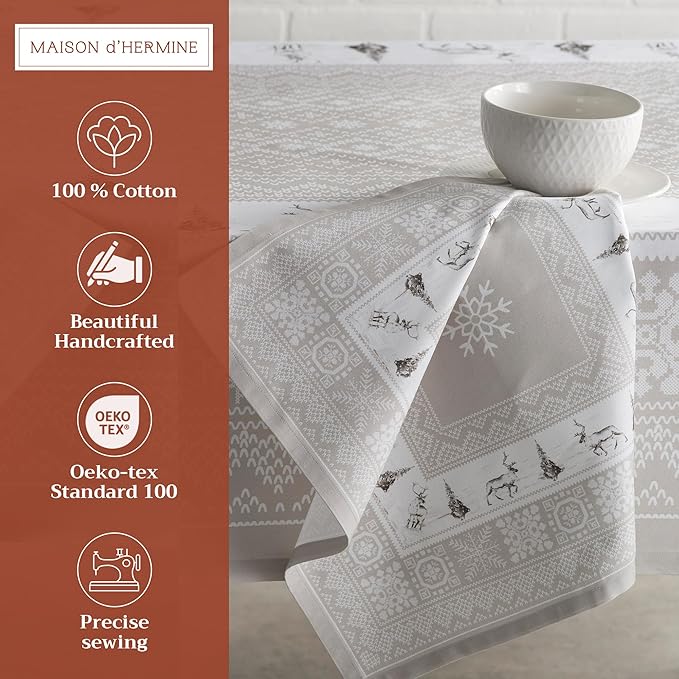 Maison d' Hermine Cloth Napkins Set of 4 100% Cotton Everyday Reusable Square Napkins Cloth Washable, Dinner, Party, Wedding, Restaurant (Cozy Christmas, 20" x 20")