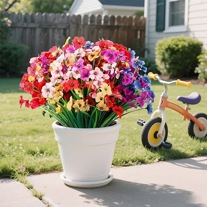 20 Bundles Artificial Flowers for Outdoors or Indoor Garden Home Decoration,No Fade Fake Flowers Faux Plants for Decoration Hanging Planters,Porch Window Box Garden Wedding Farmhouse Fake Plants