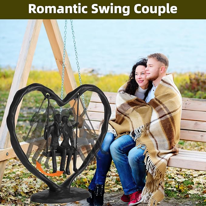 Iron Anniversary Wedding Gift for Her Wife Him and Couple,Iron Heart Statue Decoration Gifts,Heart Sculpture,Heart Figurine，Couple Figurine Statue,Valentine's Day Birthday Gifts