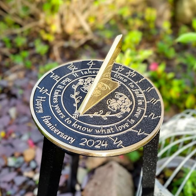 Anniversary Sundial Gift for Any Wedding Anniversary in 2024 - What Love is - Recycled Metal Home Decor Or Garden Present Idea - Handmade in UK for Him, Her Parents Or Couples Celebration