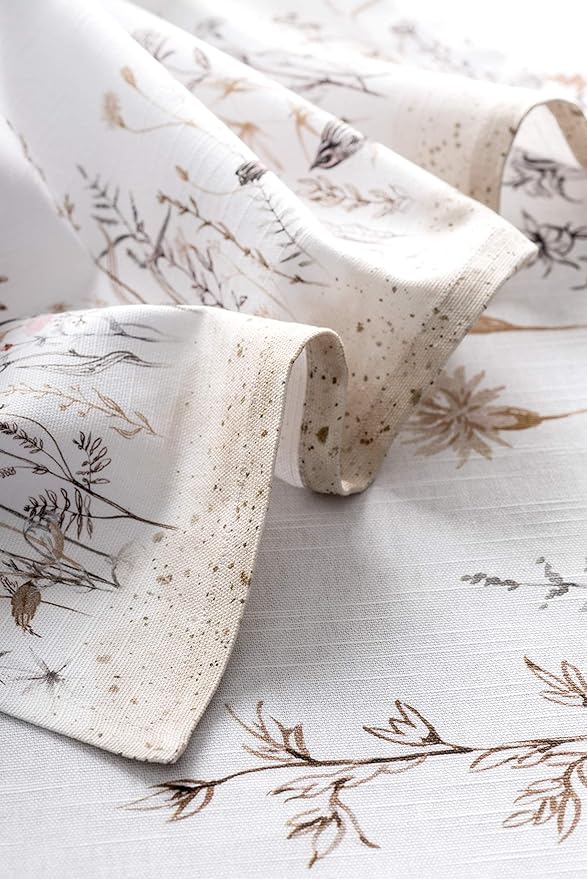 Maison d' Hermine Cloth Napkins Set of 4 100% Cotton Everyday Reusable Square Napkins Cloth Washable, Dinner, Party, Wedding, Restaurant, Spring/Summer (Meadow Florals - Brown, 20" x 20")