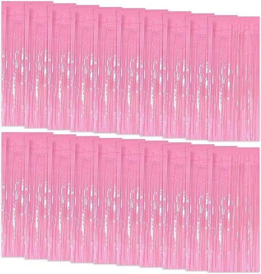 20 Pack Foil Curtain Pink Backdrop Streamers Metallic Tinsel Fringe Curtains Photo Booth Props for Birthday Wedding Engagement Bachelorette Christmas Holiday Celebration Party Decorations