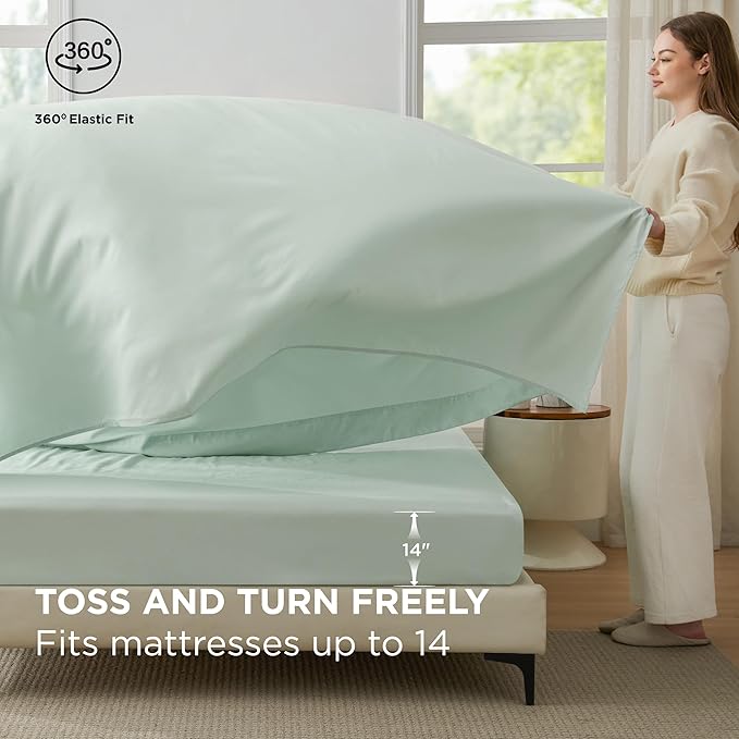 Bedsure King Size Comforter Set - 7 Pieces Forest Green King Bedding Set for All Seasons, Boho Contrasting Design Bed in a Bag with Comforter, Sheets, Pillowcases & Shams