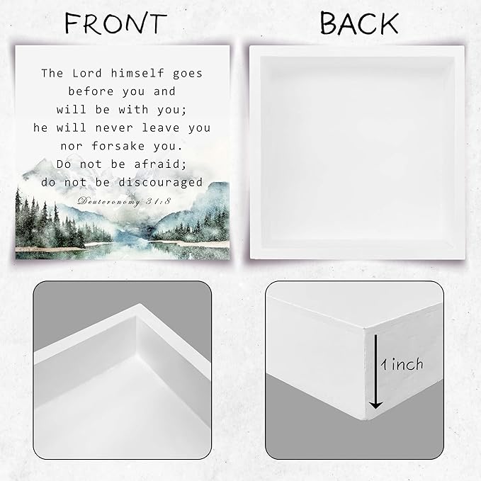 Christian Gifts, ‘The Lord Himself Goes Before You And~’ Wooden Box Sign, Christian Home Décor, Thanksgiving, Christmas Gifts, Christian Decorations, Gifts for Family, Friends, etc.(052)