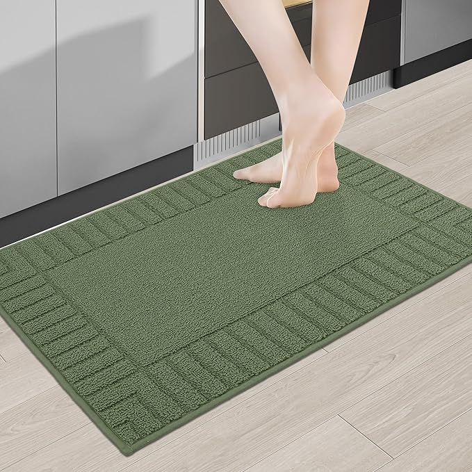 BEQHAUSE-Kitchen-Rugs-Non Slip-Kitchen-Mats-for-Floor Machine Washable Kitchen Rugs Absorbent Kitchen Carpet with TPR Non Skid Backing,Green, 20”x30”