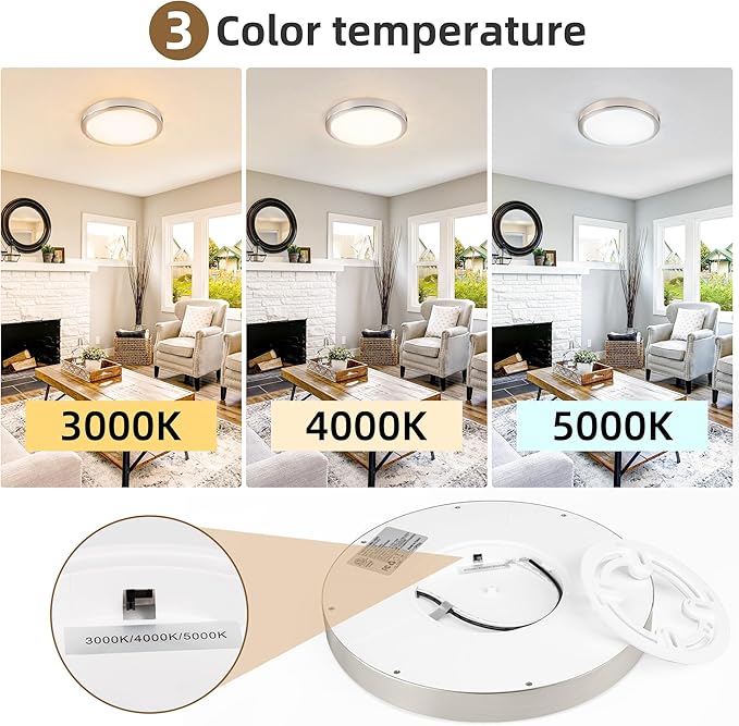 Hlite 4pack 9 Inch Flush Mount LED Ceiling Light Fixture,18W 1800LM Super Slim Light Fixtures Ceiling Mount 3000K/4000K/5000K 3CCT Selectable,Light Fixtures for Kitchen,Bedroom (Brush Nickel)