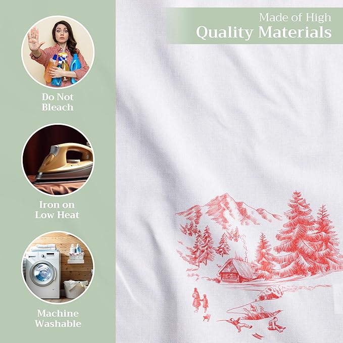 Maison d' Hermine Cloth Napkins Set of 4 100% Cotton Everyday Reusable Square Napkins Cloth Washable, Dinner, Party, Wedding, Restaurant (Winter Jouy, 20" x 20")