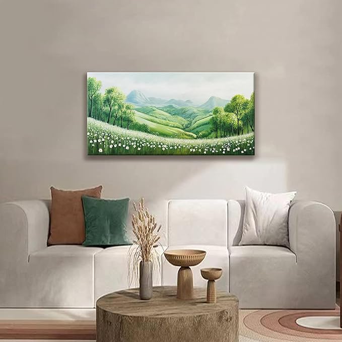 Tsomzxng Canvas Wall Art Decor Prints Green Natural Modern Landscape Green Wall Decorations Mountain Wilderness Artwork For Living Room Wall Bedroom Kitchen Office Home Wall Artwork 20"×40"